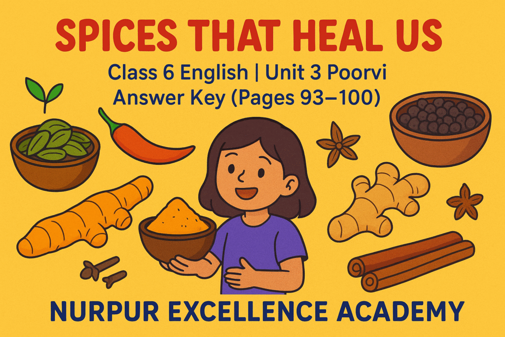 NCERT Solutions for Class 6 English (Poorvi) Unit 3 (Nurturing Nature) – Spices That Heal US | Questions and Answers